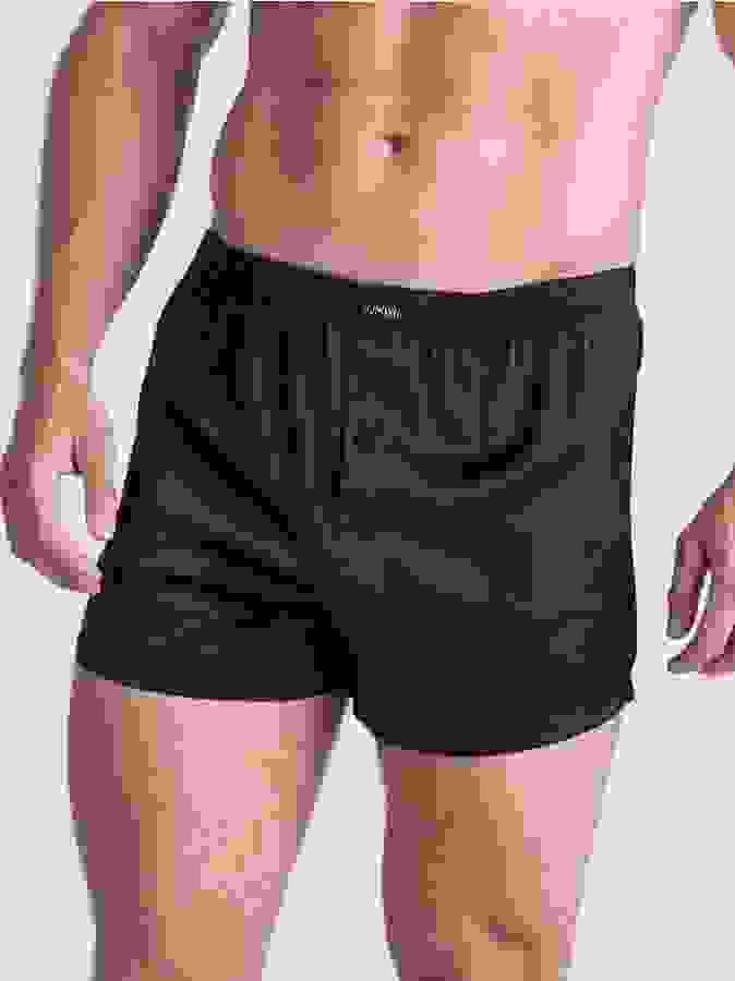 LHM Black Satin Boxer Shorts, Black, hi-res